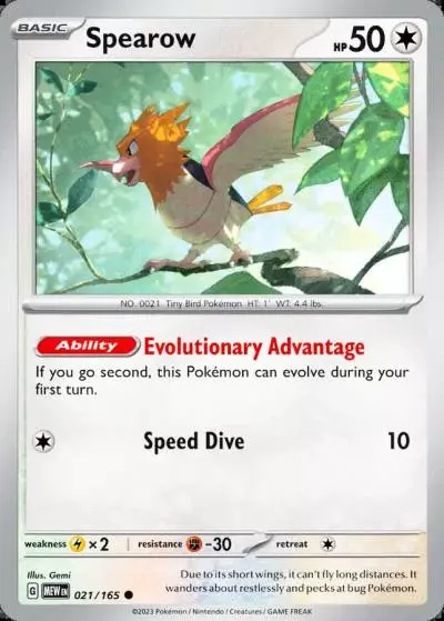 Spearow 21/165 151 Pokemon card