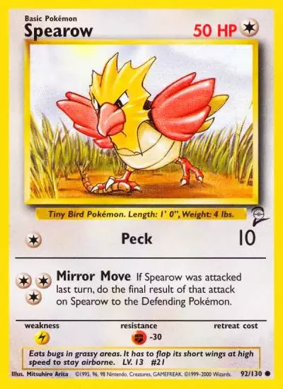 Spearow 92/130 Base Set 2 Pokemon card