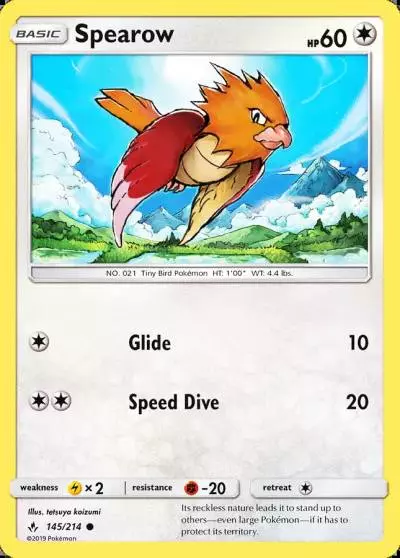 Spearow 145/214 Unbroken Bonds Pokemon card