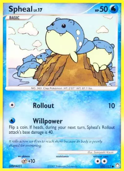 Spheal 102/123 Mysterious Treasures Pokemon card