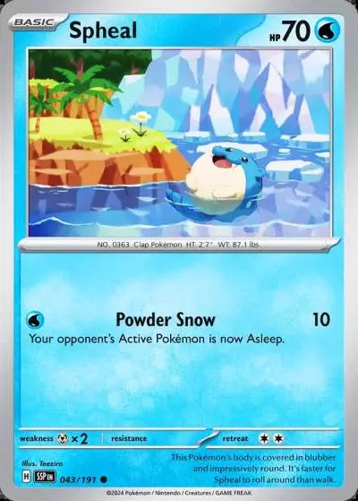 Spheal 43/191 Surging Sparks Pokemon card