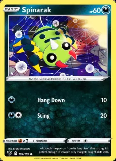 Spinarak 102/189 Darkness Ablaze Pokemon card