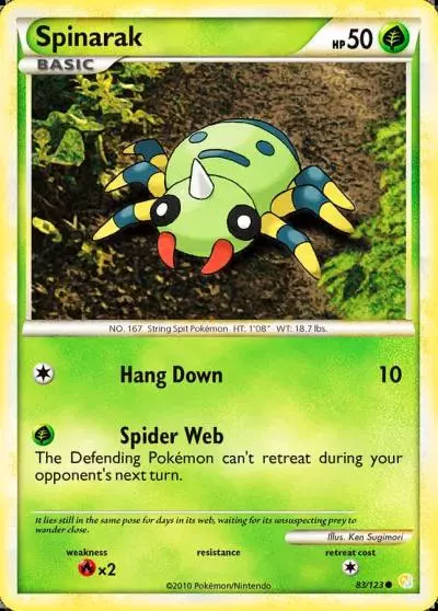 Spinarak 83/123 HeartGold & SoulSilver Pokemon card