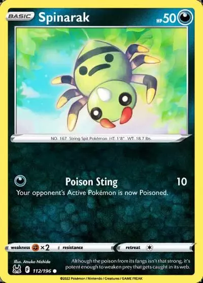 Spinarak 112/196 Lost Origin Pokemon card