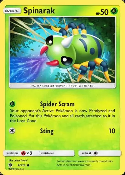 Spinarak 9/214 Lost Thunder Pokemon card