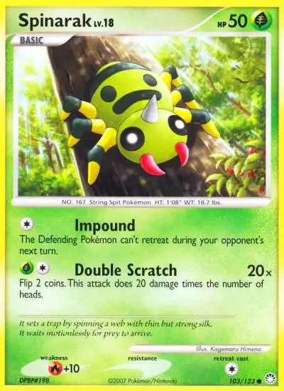 Spinarak 103/123 Mysterious Treasures Pokemon card