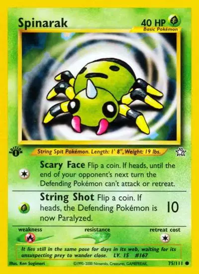 Spinarak 75/111 Neo Genesis Pokemon card