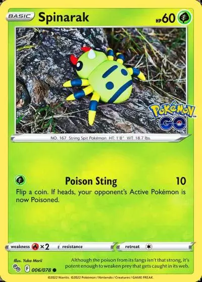 Spinarak 6/78 Pokémon GO Pokemon card