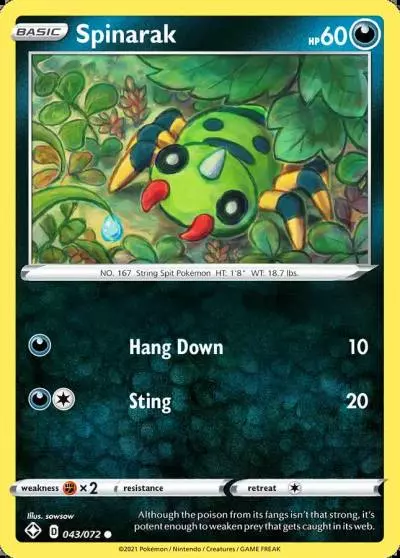 Spinarak 43/72 Shining Fates Pokemon card