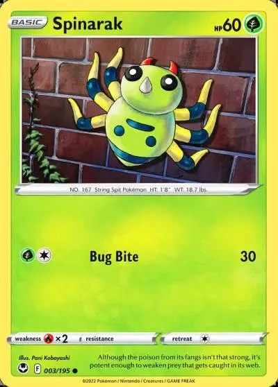 Spinarak 3/195 Silver Tempest Pokemon card