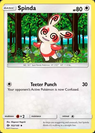 Spinda 102/149 Sun & Moon Pokemon card