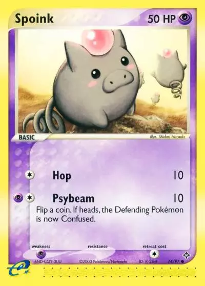 Spoink 74/97 Dragon Pokemon card