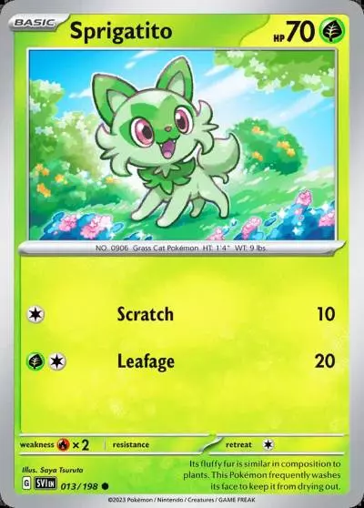 Sprigatito 13/198 Scarlet & Violet Pokemon card