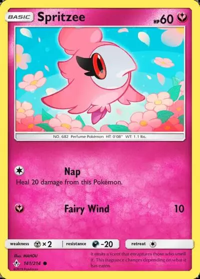 Spritzee 141/214 Unbroken Bonds Pokemon card