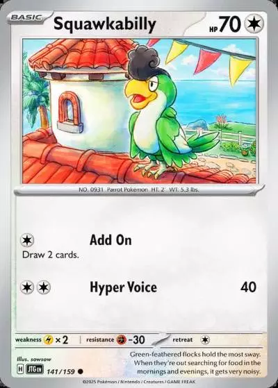 Squawkabilly 141/159 Journey Together Pokemon card
