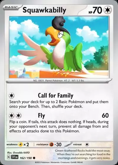 Squawkabilly 162/198 Scarlet & Violet Pokemon card