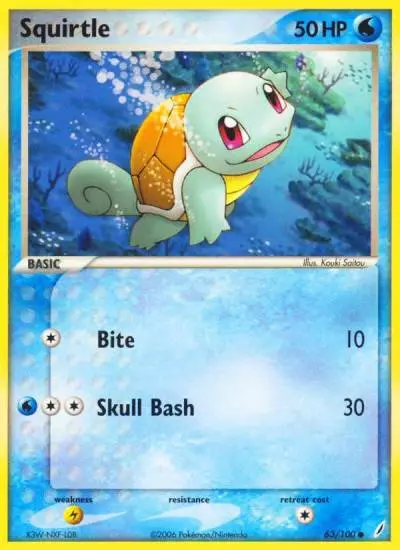 Squirtle 63/100 Crystal Guardians Pokemon card