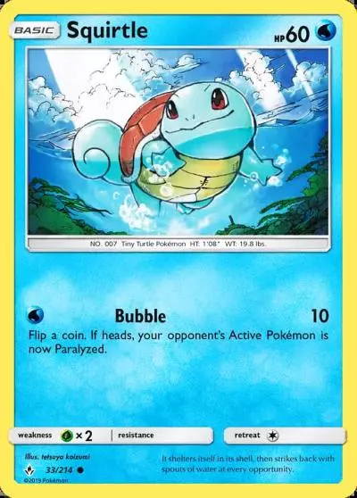 Squirtle 33/214 Unbroken Bonds Pokemon card