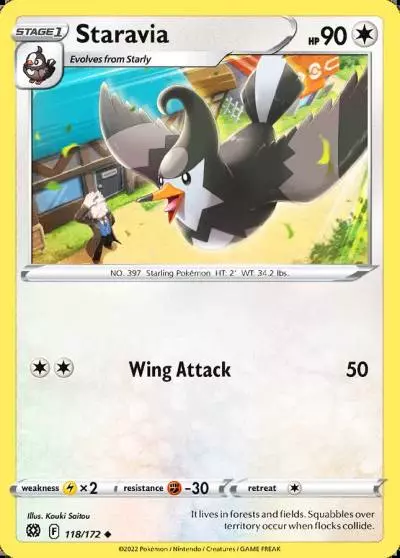 Staravia 118/172 Brilliant Stars Pokemon card