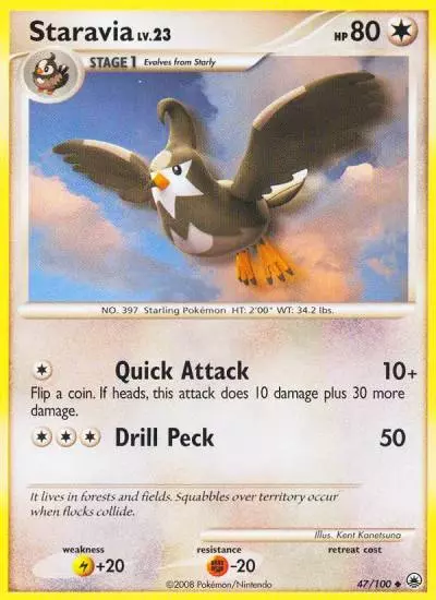 Staravia 47/100 Majestic Dawn Pokemon card
