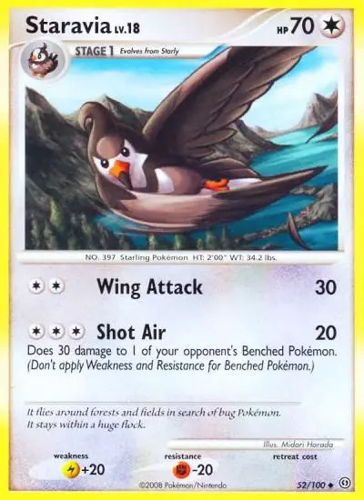 Staravia 52/100 Stormfront Pokemon card