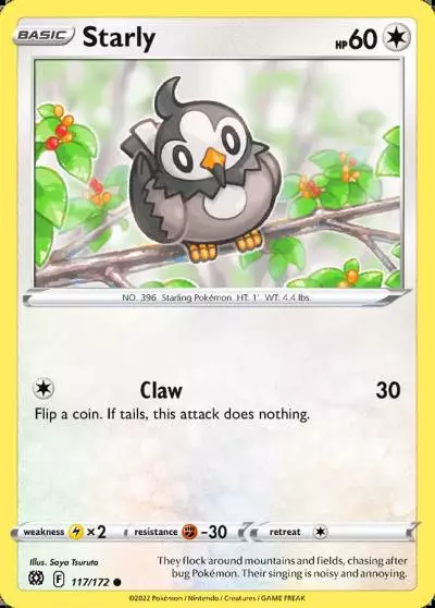 Starly 117/172 Brilliant Stars Pokemon card