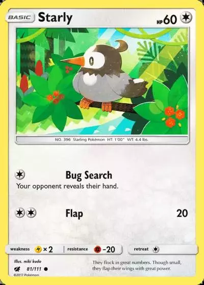 Starly 81/111 Crimson Invasion Pokemon card