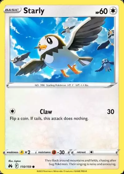 Starly 110/159 Crown Zenith Pokemon card