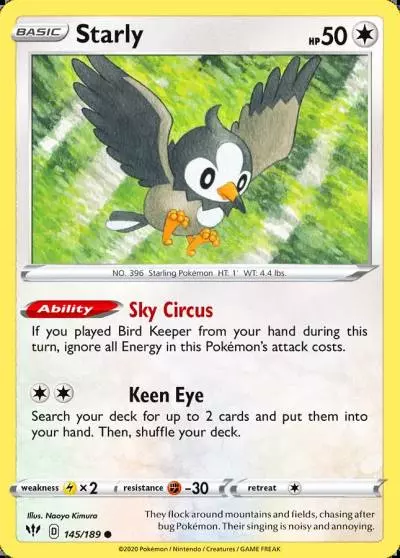 Starly 145/189 Darkness Ablaze Pokemon card