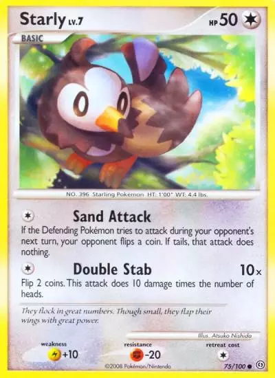 Starly 75/100 Stormfront Pokemon card