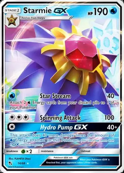 Starmie-GX 14/68 Hidden Fates Pokemon card