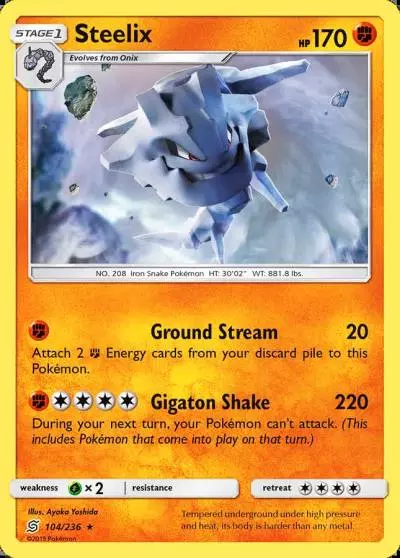 Steelix 104/236 Unified Minds Pokemon card