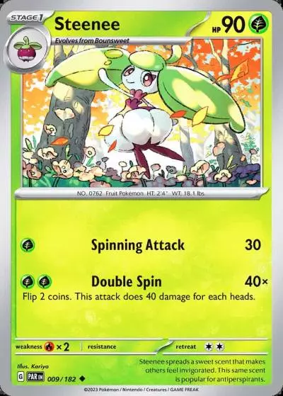 Steenee 9/182 Paradox Rift Pokemon card