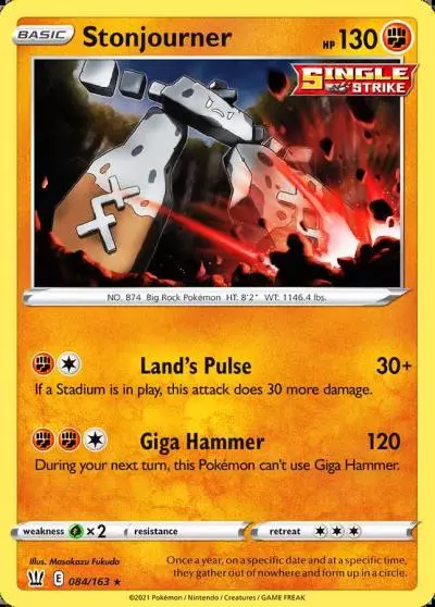 Stonjourner 84/163 Battle Styles Pokemon card