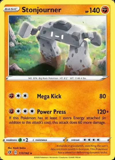 Stonjourner 111/192 Rebel Clash Pokemon card