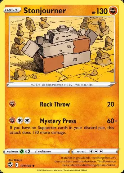Stonjourner 101/195 Silver Tempest Pokemon card