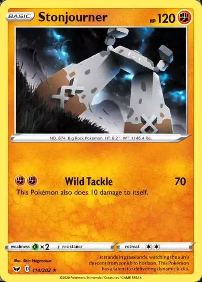 Stonjourner 114/202 Sword & Shield Pokemon card