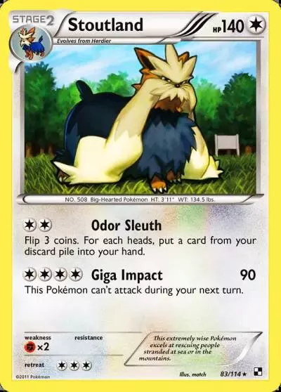 Stoutland 83/114 Black & White Pokemon card