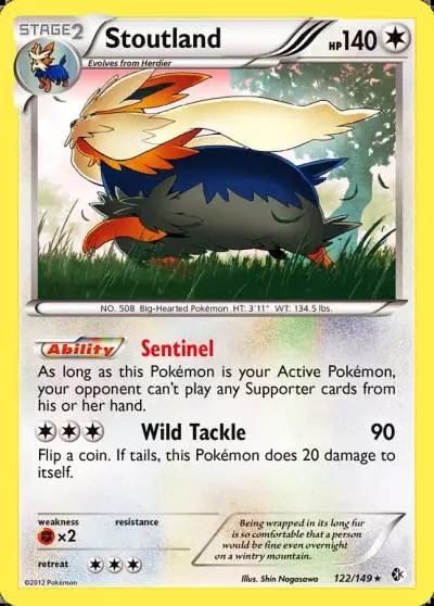 Stoutland 122/149 Boundaries Crossed Pokemon card
