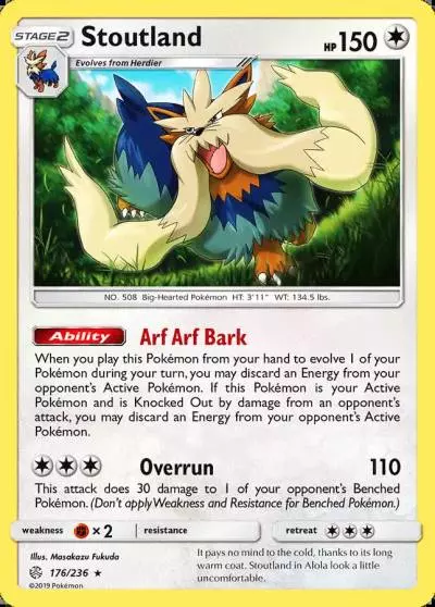 Stoutland 176/236 Cosmic Eclipse Pokemon card