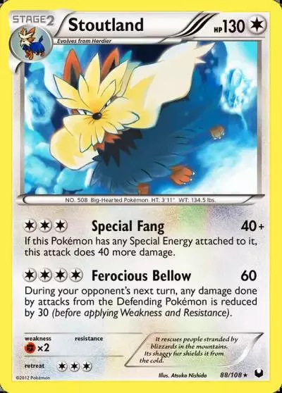 Stoutland 88/108 Dark Explorers Pokemon card