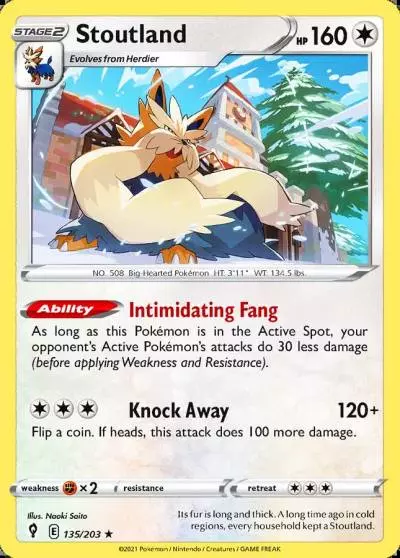 Stoutland 135/203 Evolving Skies Pokemon card