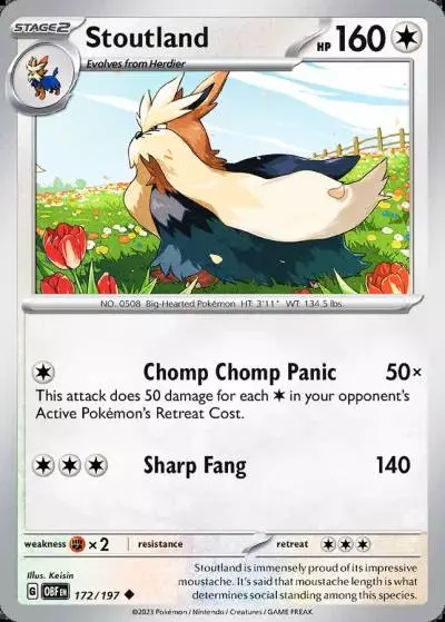 Stoutland 172/197 Obsidian Flames Pokemon card