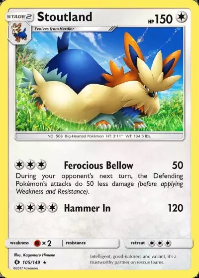 Stoutland 105/149 Sun & Moon Pokemon card