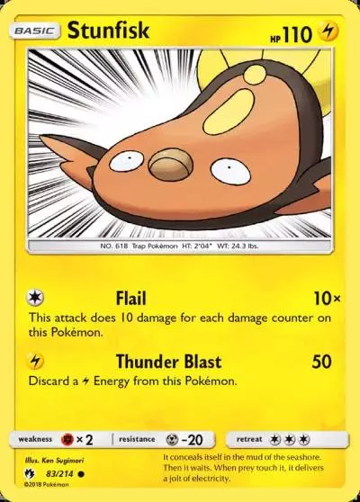 Stunfisk 83/214 Lost Thunder Pokemon card