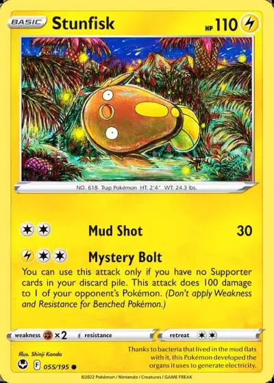 Stunfisk 55/195 Silver Tempest Pokemon card