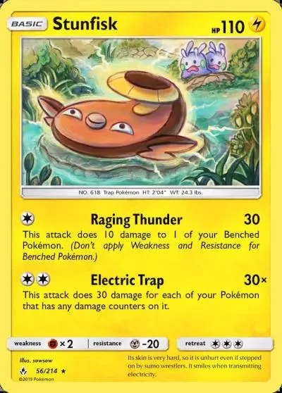 Stunfisk 56/214 Unbroken Bonds Pokemon card