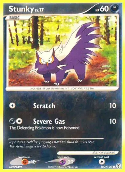 Stunky 102/130 Diamond & Pearl Pokemon card