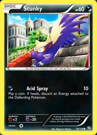 Stunky 76/124 Dragons Exalted Pokemon card