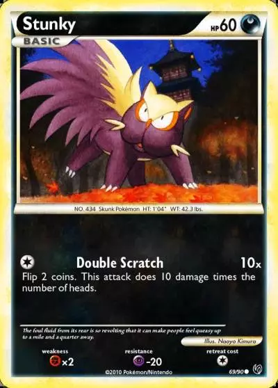 Stunky 69/90 HS—Undaunted Pokemon card